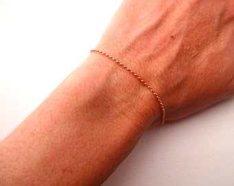 Delicate 14k Rose Gold Fill Chain Anklet or Bracelet; Simple Unique Gift for Her; Gift for Mom; Layering Bracelet; 14k Rose Gold Anklet