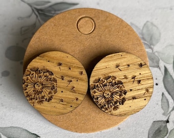 1 Paar Ohrstecker Pusteblume Holz 20 mm