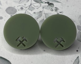 1 Paar Ohrstecker Acryl 20 mm olivgrün