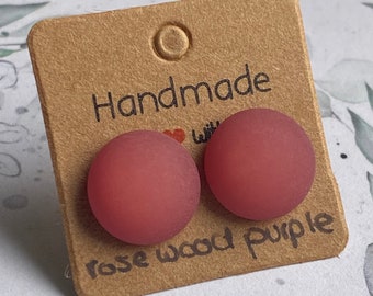 1 Paar Ohrstecker matt 12 mm rose wood purple