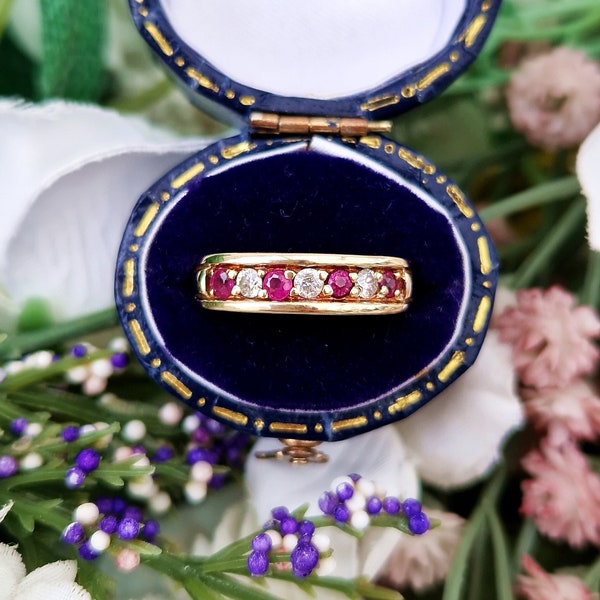 Vintage 9ct Gold Diamond Band Ring Etsy