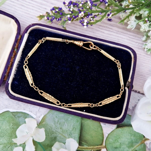 Antique Art Deco 12k Gold Filled Ornate Engraved Panel Link Bracelet