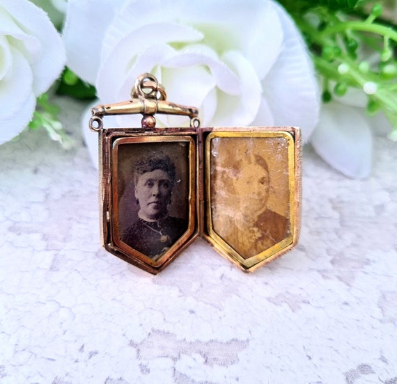 Buy Antique Victorian 9ct Gold Engraved Shield Locket Pendant With