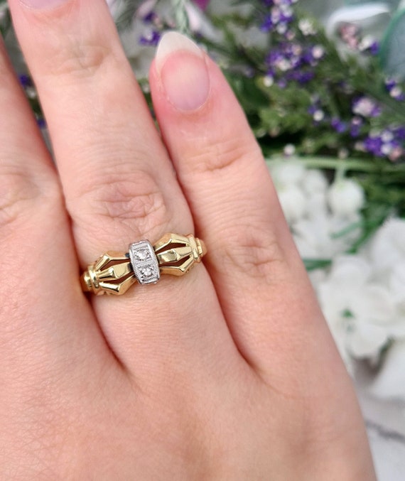 Vintage 1940's 14ct Yellow Gold Amazing Structured Diamond