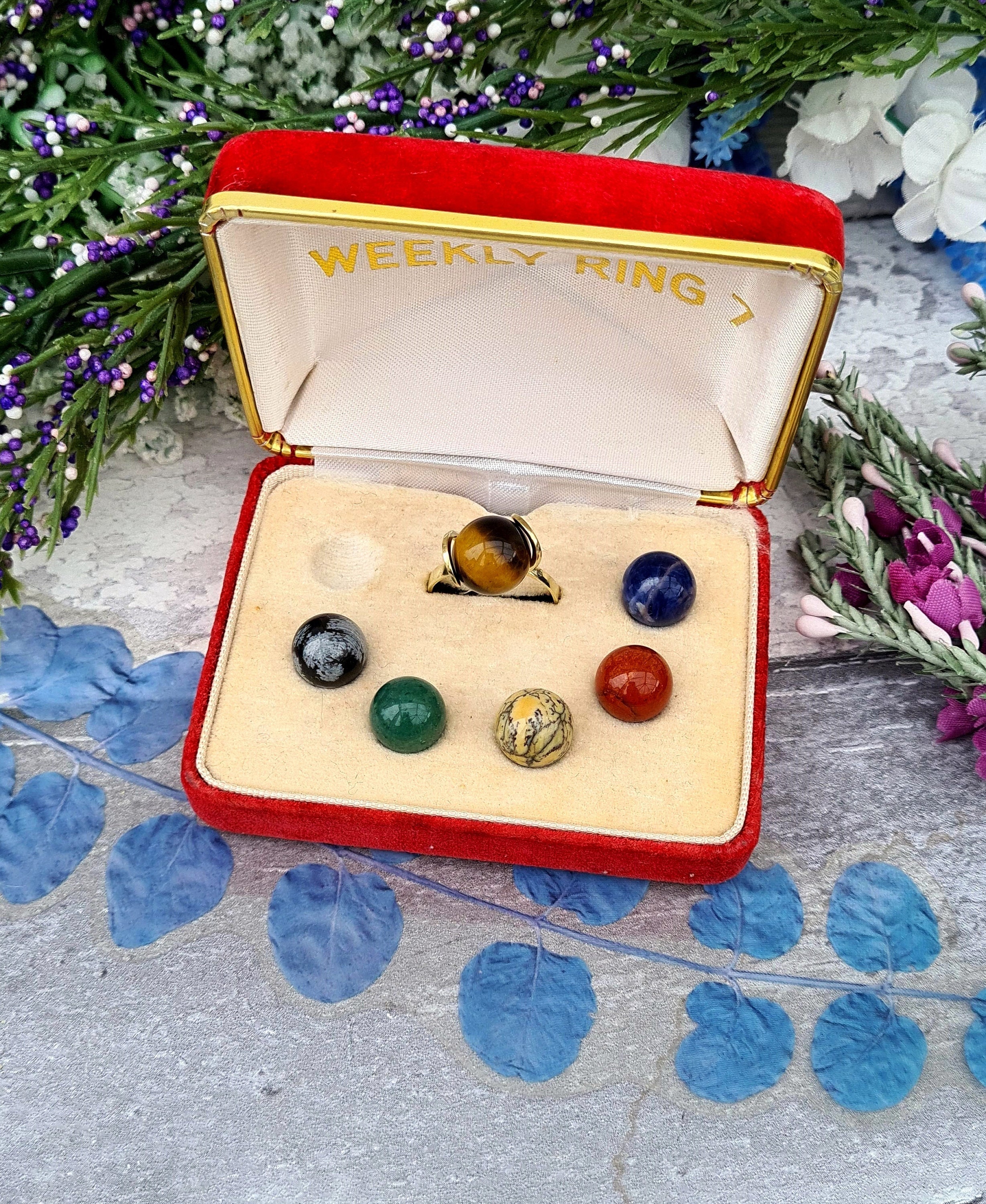 Vintage Rare 9ct Gold Interchangeable Weekly Gemstone Orb Ring - Etsy