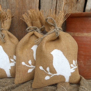 Easter Gift Bag Bird Gift Bag Gift Sack Burlap Favor Bag Burlap Bag Candy Bag Treat Bag Easter Decoration Burlap Gift Bag Rustic Gift Bag image 1