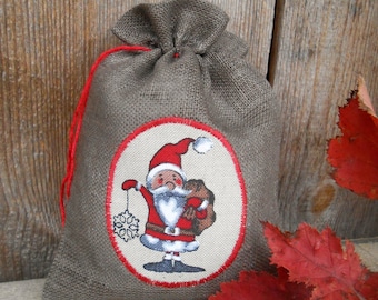 Sacco di Natale Borsa regalo di Natale Scandinavian Santa Sack Linen Gift Bag Borsa di Natale Gnome Elfo Tomte Nisse Confezione regalo Natale svedese