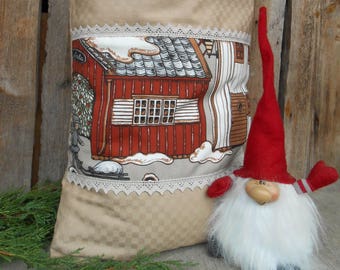 Christmas Sack Nordic Christmas Decor Scandinavian Houses God Jul Gift Bag Santa Sack Swedish Christmas Finland Tomte Christmas Gift Wrap