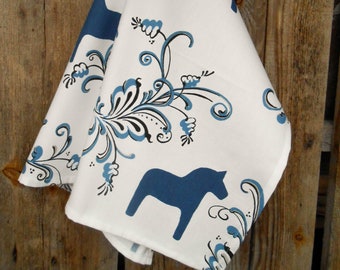 Swedish Dala Horse Towel Scandinavian Folk Dalarna Kitchen Towel Horse Fabric Gift For Horse Lover Dish Towel Tea Horse Decor Christmas Gift