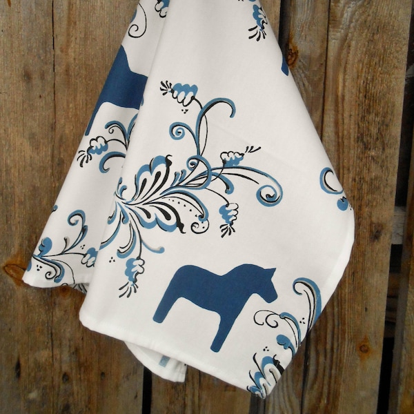 Swedish Dala Horse Towel Scandinavian Folk Dalarna Kitchen Towel Horse Fabric Gift For Horse Lover Dish Towel Tea Horse Decor Christmas Gift