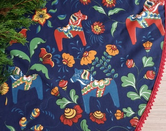 Gonna per albero di Natale svedese Tessuto per cavallo Dala svedese Tessuto svedese Natale svedese Decorazioni natalizie nordiche Ornamento natalizio Cavallo