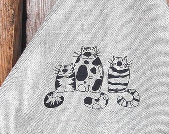 Cat Gifts For Cat Lovers Cat Towel Kitten Towel Linen Tea Towel Hand Kitchen Towel Dish Towel Cat Family Funny Cats Gift Birthday Gift