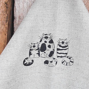 Cat Gifts For Cat Lovers Cat Towel Kitten Towel Linen Tea Towel Hand Kitchen Towel Dish Towel Cat Family Funny Cats Gift Birthday Gift