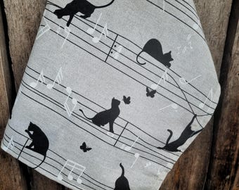 Cat Tea Towel Linen Kitchen Towel Music Lover Gift Cat Lover Decor Housewarming Gift