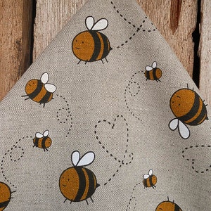 Bee Towel Linen Towel Bumble Honey Bee Gift Towel Heart Towel Hand Towel Kitchen Towel Dish Towel Spring Gift Birthday Gift Easter Gift