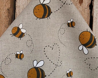 Bee Towel Linen Towel Bumble Honey Bee Gift Towel Heart Towel Hand Towel Kitchen Towel Dish Towel Spring Gift Birthday Gift Easter Gift