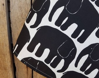 Linen Kitchen Towel with Retro Elephant Print Hostess Housewarming Gift