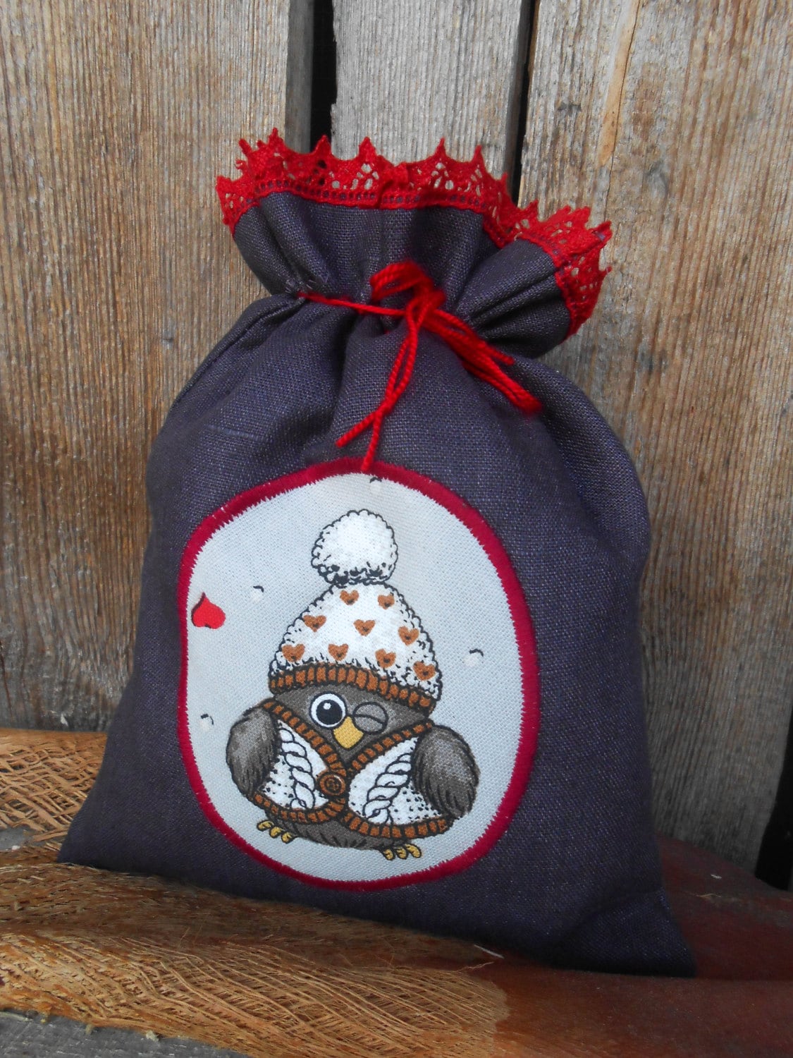 Christmas Sack Christmas Gift Bag Owl Gift Bag Christmas Gift Santa Sack Christmas Bag Gift Wrap Chr
