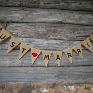 Burlap Just Married Banner Just Married Bunting Just Married Sign Wedding Banner Wedding Decor Burlap Banner Burlap Wedding Garland