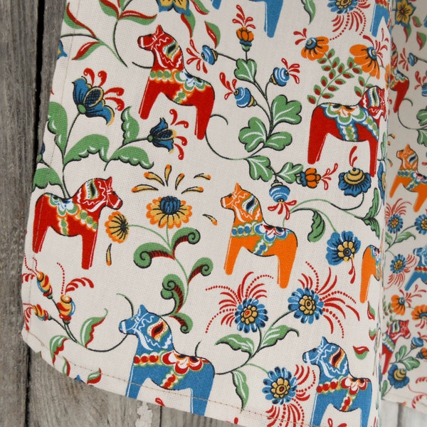 Swedish Horse Kitchen Towel Dala Horse Tea Towel Scandinavian Folk Art Dish Towel Dala Horse Towel Gift For Horse Lover Christmas Gift