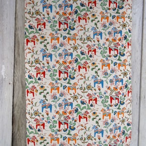 Swedish Horse Kitchen Towel Dala Horse Tea Towel Scandinavian Folk Art Dish Towel Dala Horse Towel Gift For Horse Lover Christmas Gift image 2