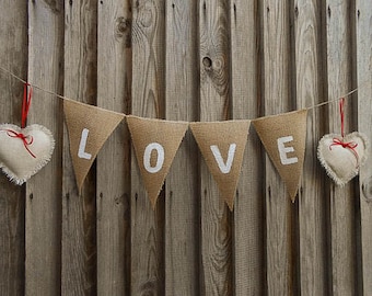 Valentines Day Decor Valentines Day Bunting Love Banner Wedding Banner Wedding Decor Burlap Banner Burlap Love Banner Love Bunting