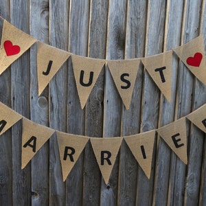 Just Married Banner Just Married Bunting Just Married Garland Just Married Sign Wedding Banner Wedding Decor Burlap Banner Burlap Wedding