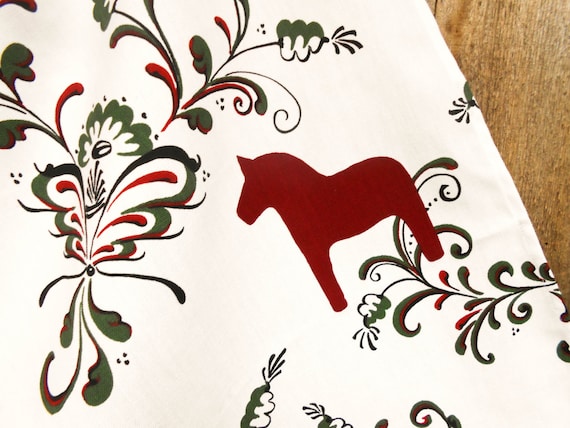 Swedish Kitchen Towels Scandinavian Dala Horse Towel Swedish Fabric Dish  Towel Tea Towel Kitchen Decor Christmas Gift Scandi Kitchen Towel 