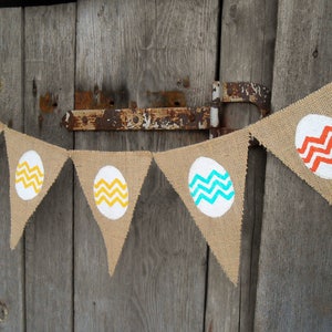 Easter Decorations Easter Egg Banner Easter Banner Easter Egg Hunt Banner Easter Garland Rustic Easter Banner Easter Decor Burlap Bunting