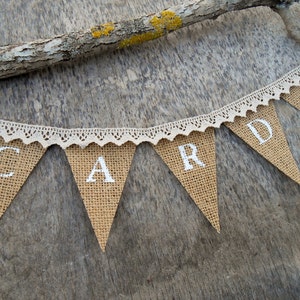 Wedding Cards Banner Wedding Reception Banner Burlap Wedding Cards Bunting Wedding Cards Sign Shower Cards Banner Lace Cards Banner image 1