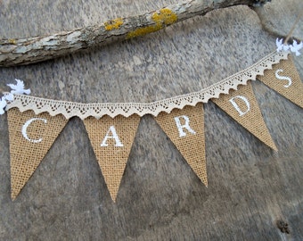 Wedding Cards Banner Wedding Reception Banner Burlap Wedding Cards Bunting Wedding Cards Sign Shower Cards Banner Lace Cards Banner