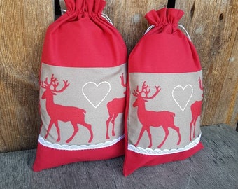 Sacchetto regalo di Natale scandinavo Tessuto svedese Renna Sacco di Babbo Natale Svedese Natale Sacco di Babbo Natale Sacchetto di Natale Ornamento di cervo Sacchetto regalo di festa