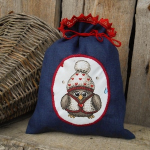 Christmas Sack Christmas Gift Bag Cute Owl Gift Bag Christmas Gift Santa Sack Christmas Bag Gift Wrap Christmas Decor