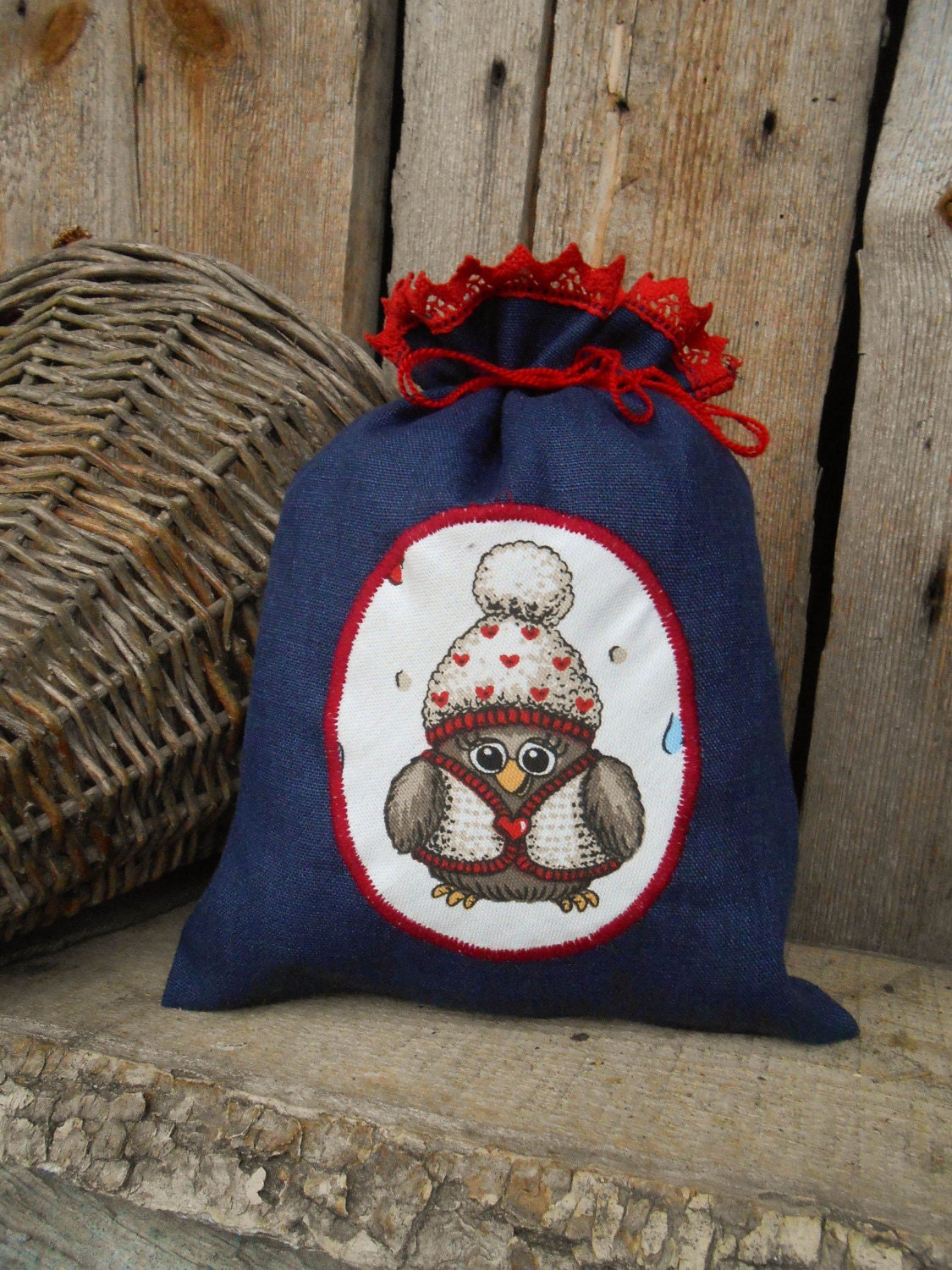 Christmas Sack Christmas Gift Bag Cute Owl Gift Bag Christmas Gift Santa Sack Christmas Bag Gift Wra
