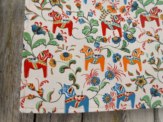 Swedish Horse Kitchen Towel Dala Horse Tea Towel Scandinavian Folk Art Dish Towel Dala Horse Towel Gift For Horse Lover Christmas Gift