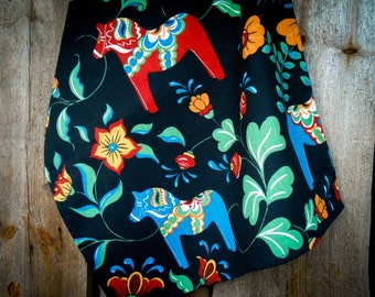 Sweden Folk Art Dish Towel Dala Horse Towel Swedish Horse Kitchen Towel