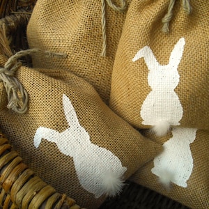 Easter Rabbit Easter Bunny Gift Bag Burlap Easter Gift Bag Easter Basket Easter Decor Spring Burlap Gift Bag Spring Gift Rustic image 5