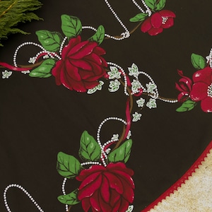 Christmas Home Decor Flower Magnolia Flower Christmas Tree Skirt Holiday Decor Xmas Tree Skirt Swedish Christmas Ornament Christmas Decor