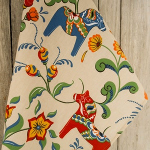Swedish Dala Horse Towel Scandinavian Towel Dalarna Tea Towel Horse Decor Dala Horse Fabric Gift For Horse Lover Christmas Gift Danish