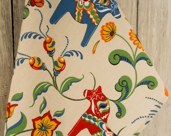 Szwedzki ręcznik Dala Horse, skandynawski ręcznik Dalarna, dekoracja z motywem konia Dala, prezent z tkaniny dla miłośnika koni, prezent świąteczny w Danii