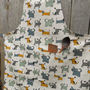 Kitchen Apron Women Apron Cooking Apron Utility Apron With Pockets Linen Apron Dog Apron Gift For Her Christmas Gift For Woman Mother Day
