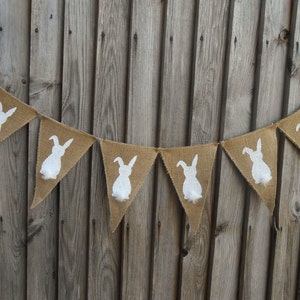 Easter Bunny Banner Easter Garland Easter Burlap Banner Easter Banner Easter Decor Burlap Bunting Rustic Easter Burlap Garland Bunny Garland image 3