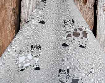 Cow Tea Towel Farm Animals Towel Cow Towel Linen Tea Towel Cow Design Hand Towel Kitchen Towel Dish Towel Birthday Gift Christmas Gift