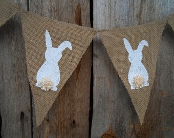 Bunny Garland Easter Banner Easter Garland Easter Decor Easter Party Bunny Banner Easter Bunny Burlap Banner Easter Basket