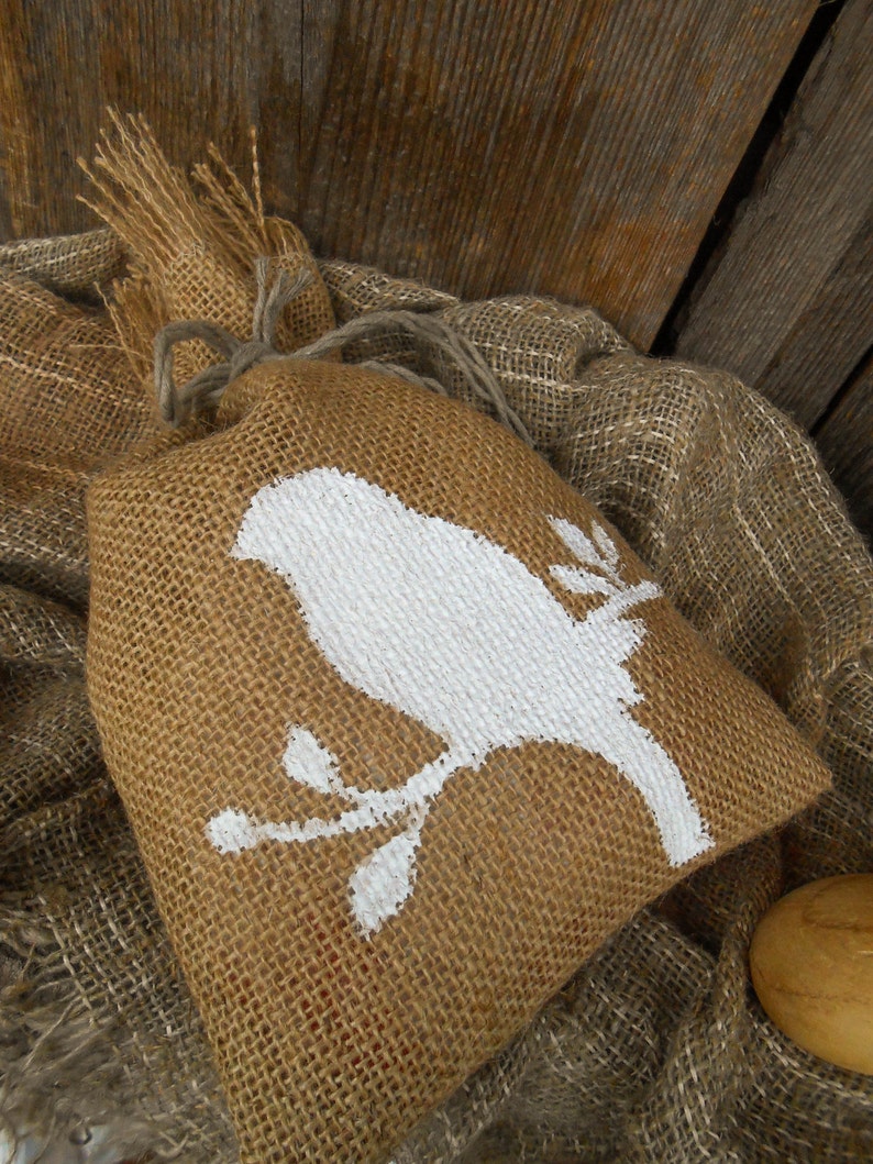 Easter Gift Bag Bird Gift Bag Gift Sack Burlap Favor Bag Burlap Bag Candy Bag Treat Bag Easter Decoration Burlap Gift Bag Rustic Gift Bag image 5