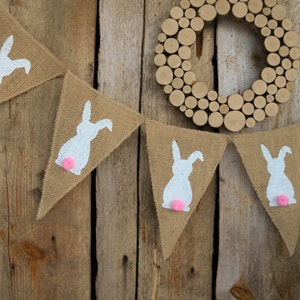 Easter Bunny Burlap Banner Easter Decoration Easter Banner Easter Garland Easter Bunting Easter Decor Bunny Garland Bunny Banner Easter Gift image 5