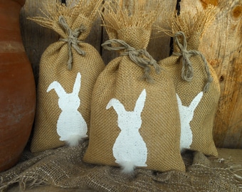 Easter Bunny Gift Bag Easter Gift Bag Treat Bag Easter Basket Gift Bag Shabby Chic Gift Bag Easter Decor Burlap Gift Bag Spring Gift Rustic