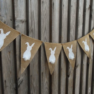 Easter Bunny Banner Easter Garland Easter Burlap Banner Easter Banner Easter Decor Burlap Bunting Rustic Easter Burlap Garland Bunny Garland image 2