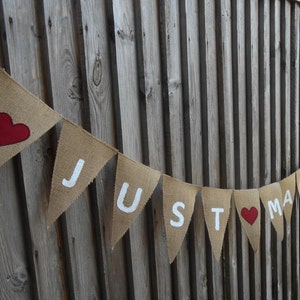 Just Married Banner Wedding Banner Wedding Bunting Burlap Wedding Garland Just Married Bunting Wedding Decor Burlap Banner