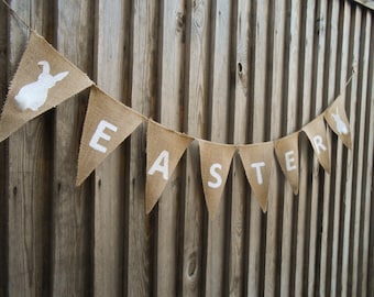 Easter Decor Easter Garland Easter Bunny Banner Easter Banner Easter Burlap Banner Easter Banner Burlap Bunting Rustic Easter Burlap Garland
